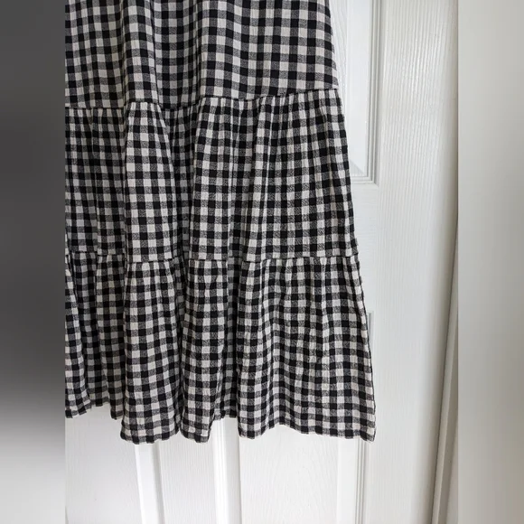 Black and White Gingham Midi Dress with Tassel Tie - Picture 8 of 12